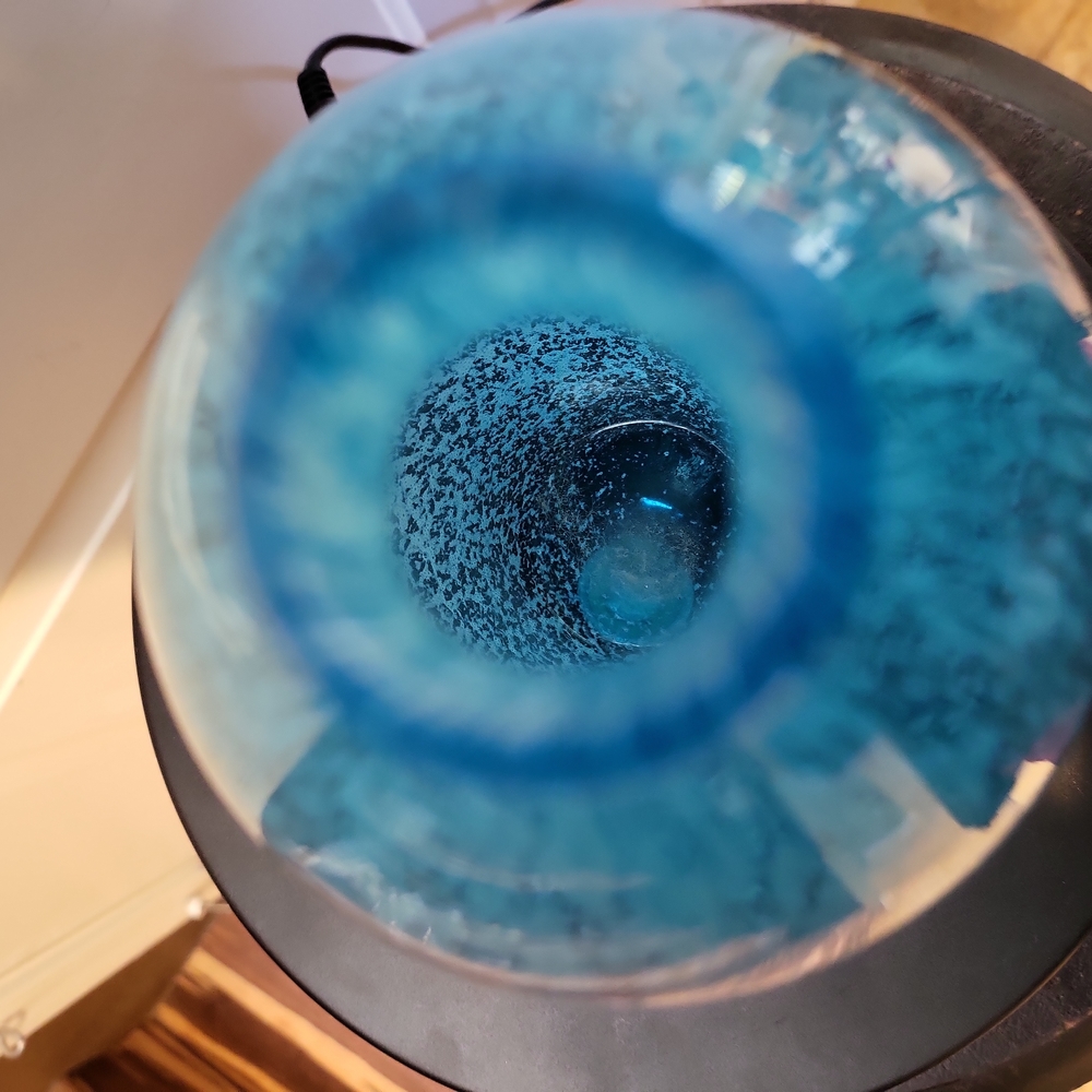 Blue Cultha Bubble Hand Blown Glass Vintage Vase 8" - Picture 7 of 11